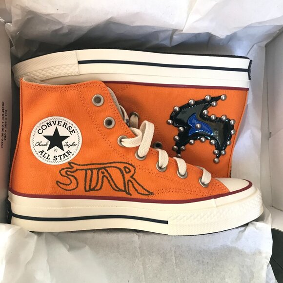 Converse Come Tees x Chuck 70 Hi Top Sneakers Star Light Path Orange Men's 5 - Picture 1 of 10